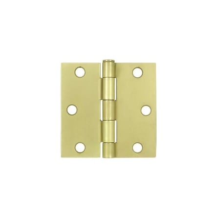Deltana Brushed Brass 3 x 3 Square Corner Plain Bearing Mortise Hinge, 10PK pairs S33U4-R-XCP10
